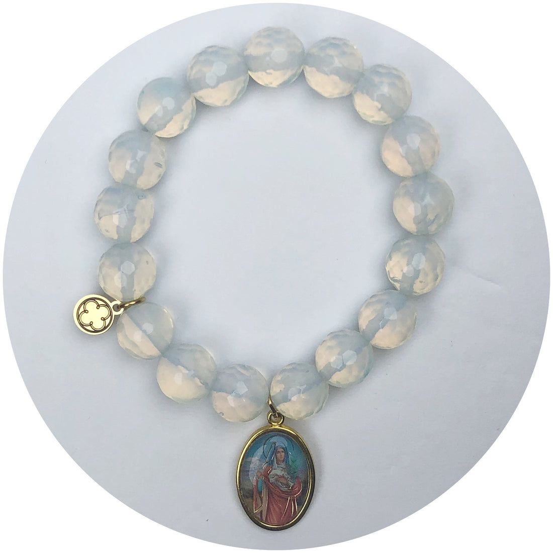 Opalite with Saint Germaine of Pibrac Pictured Pendant