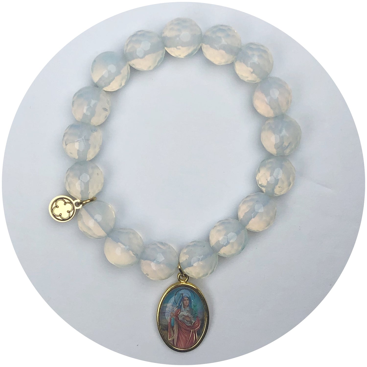 Opalite with Saint Germaine of Pibrac Pictured Pendant