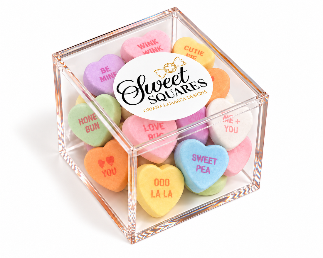Candy Hearts Sweet Square on a white background