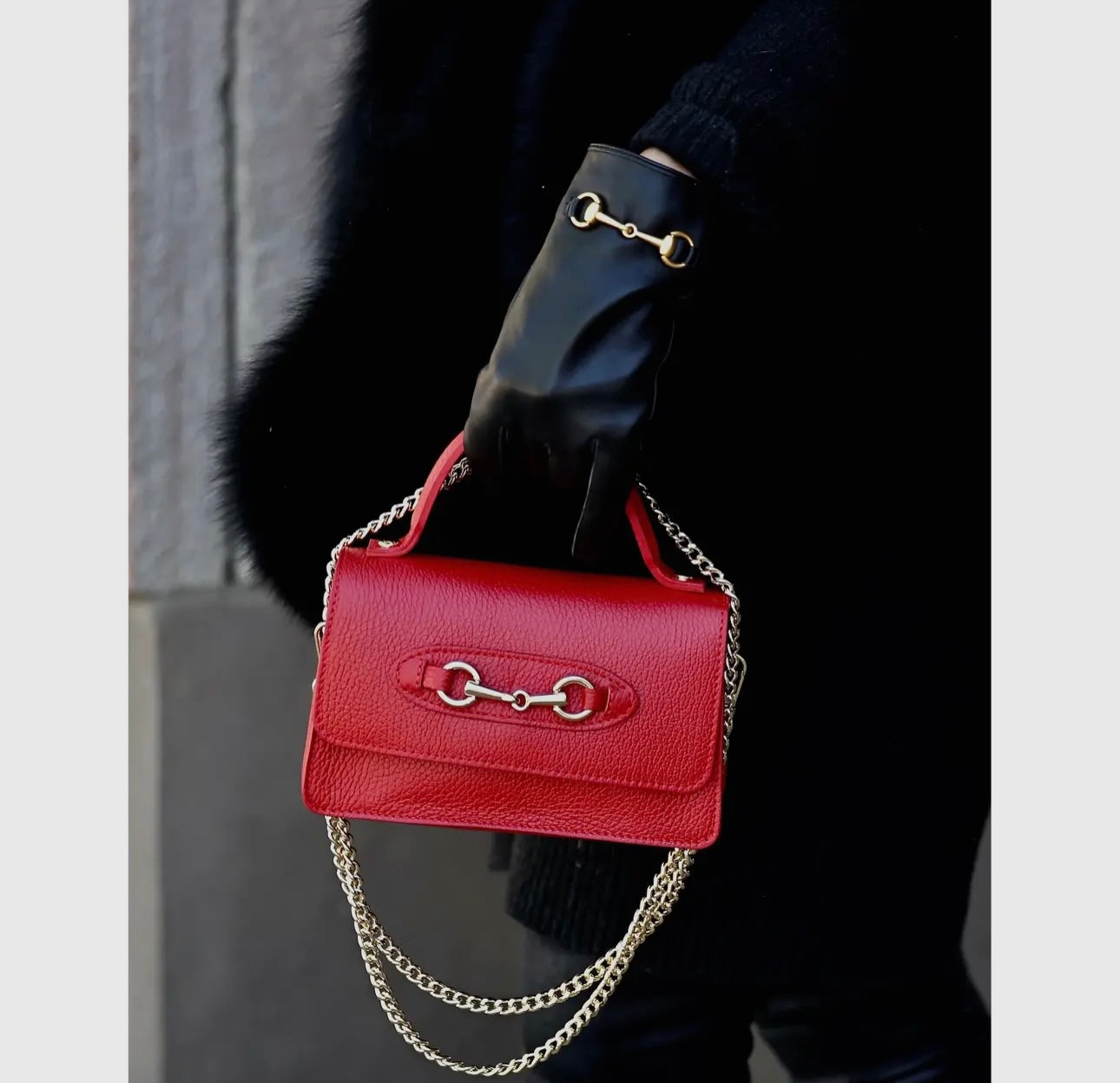 Angelina Red Leather Handbag