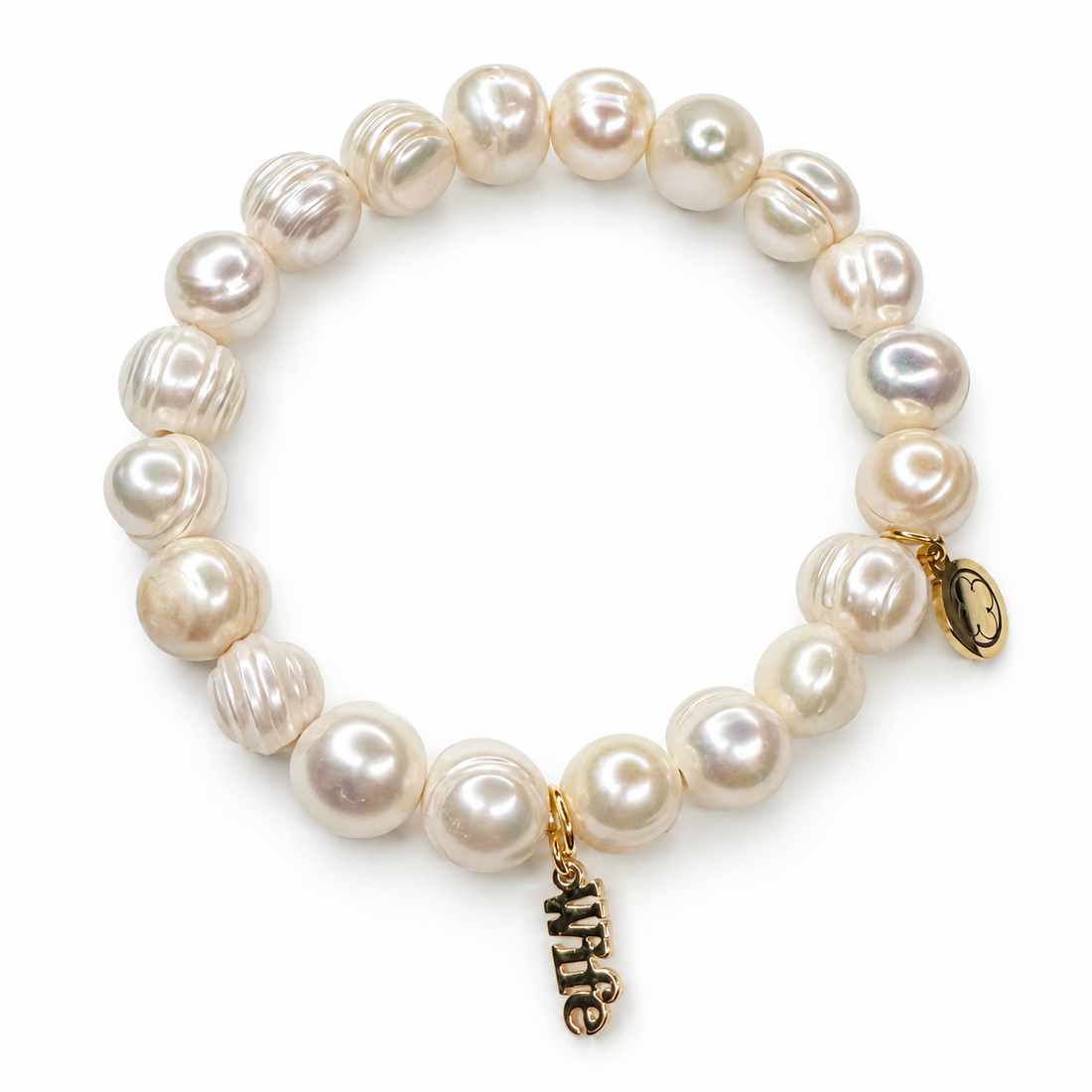 Freshwater Pearls with "Wife For Life" Pendant on white studio background