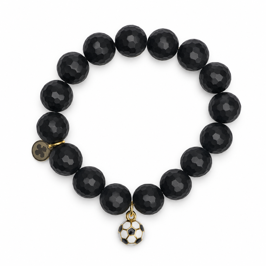 Matte Black Onyx with Soccer Ball Pendant on white studio background