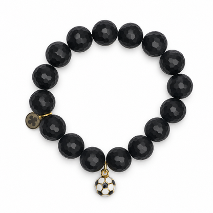 Matte Black Onyx with Soccer Ball Pendant on white studio background