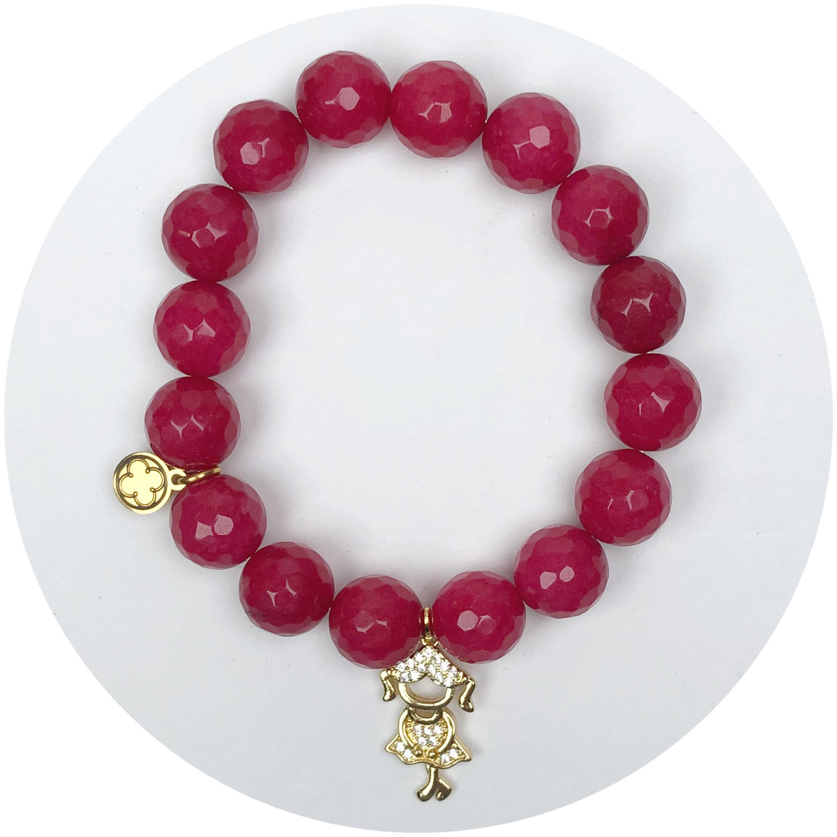 Cherry Crimson Jade with Pavé Girl Pendant