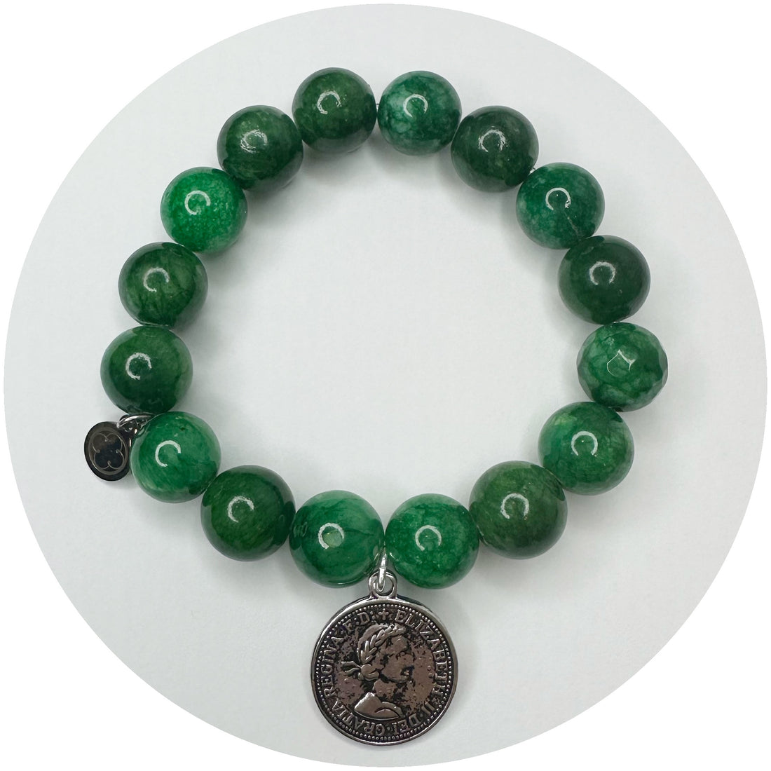 Emerald Green Jade with Antique Coin Pendant