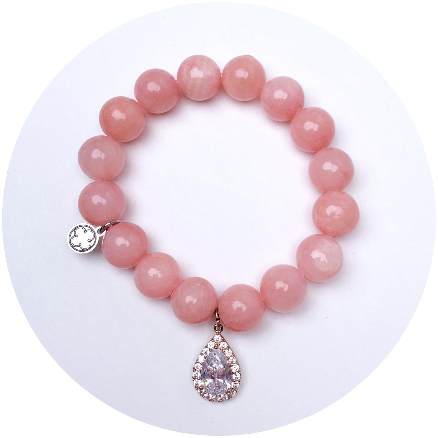 Rose Pink Jade with Pavé Rose Gold Teardrop