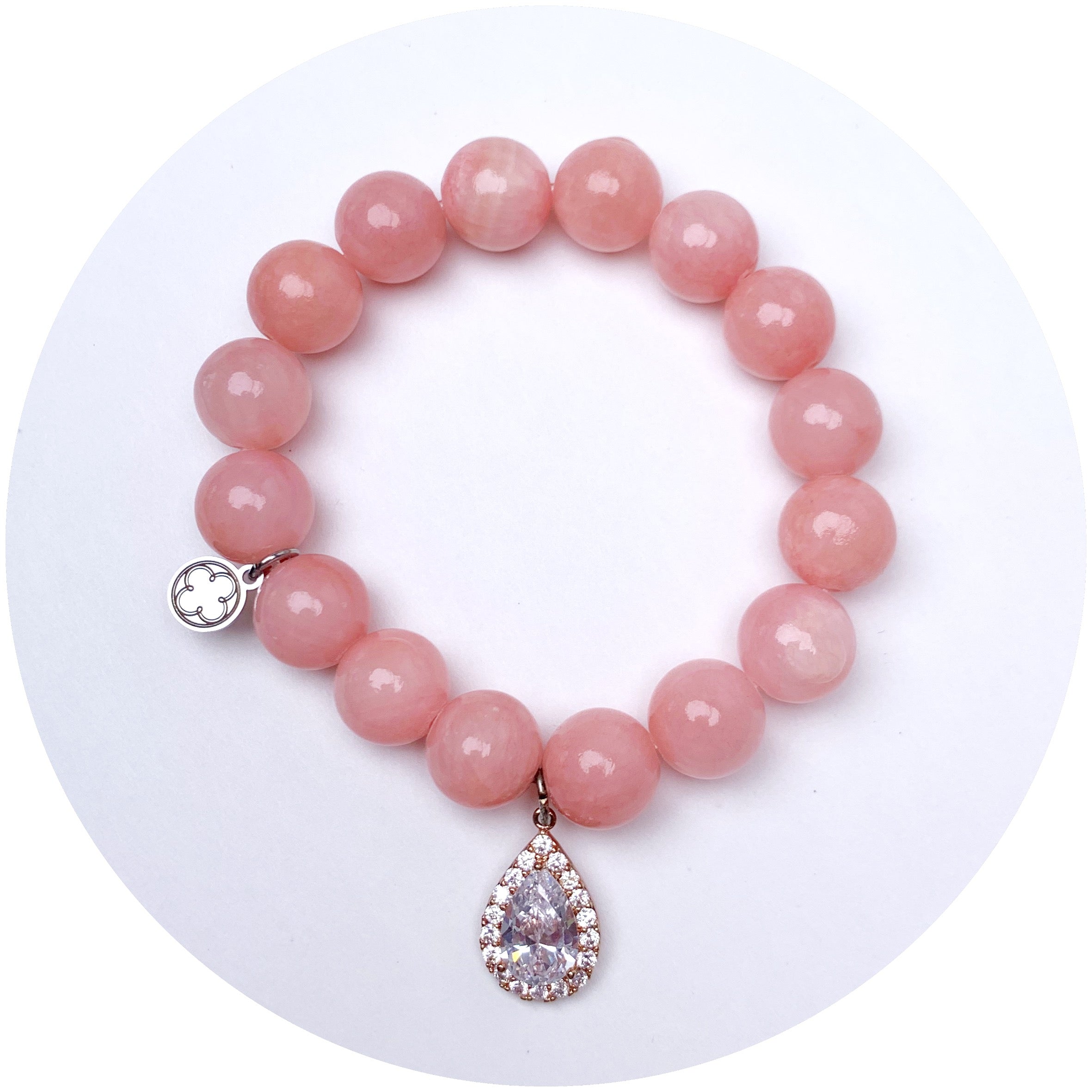 Rose Pink Jade with Pavé Rose Gold Teardrop