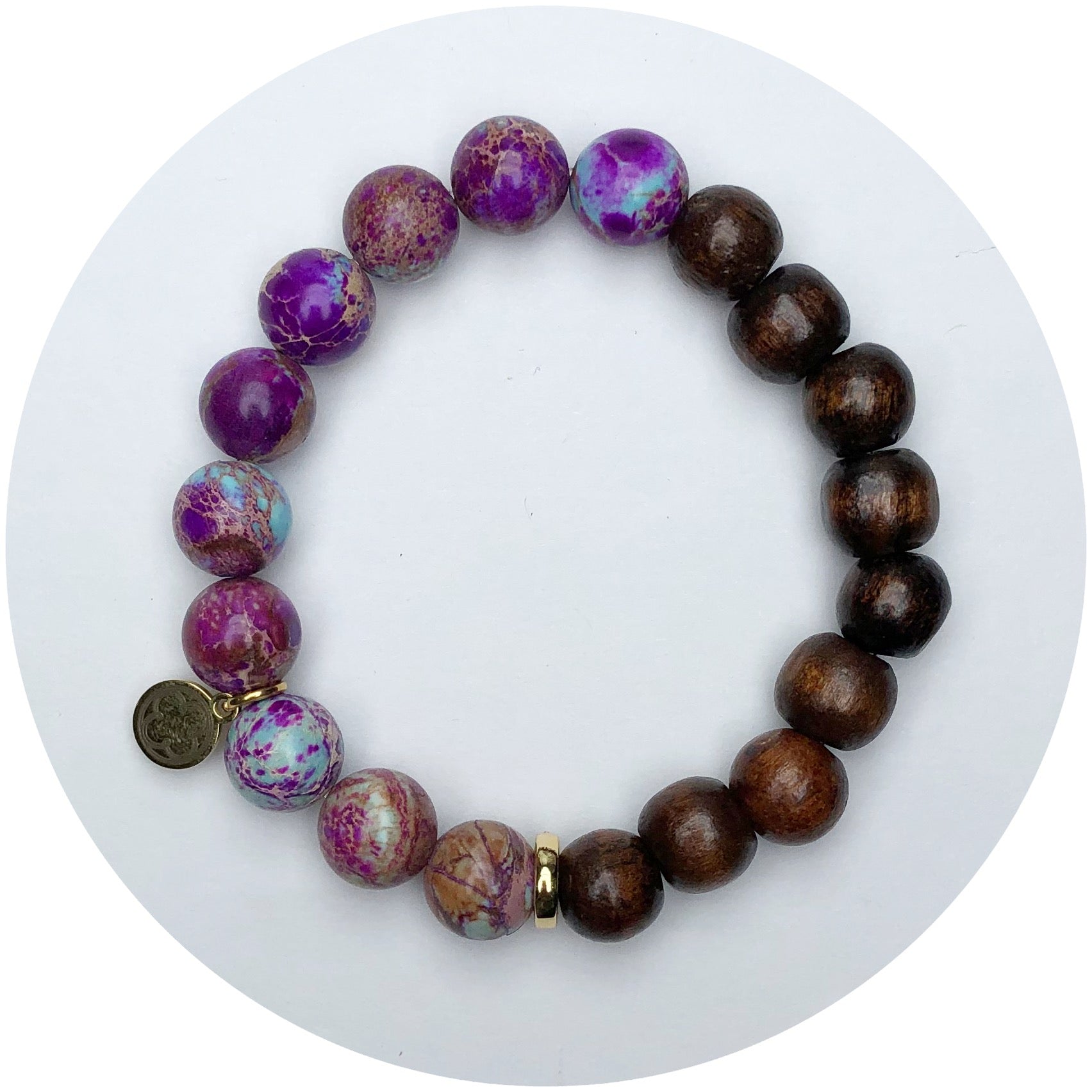 Palm Wood and Purple Hibiscus Jasper Halfsie