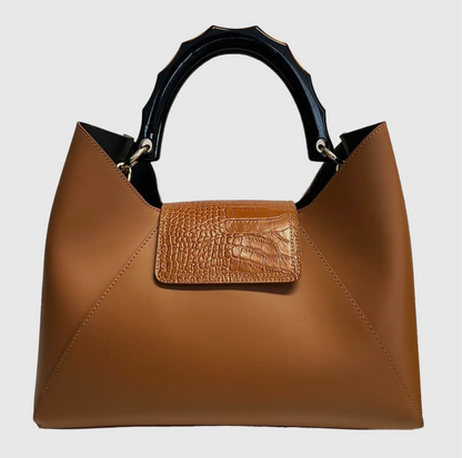 Gaia Italian Leather Naturale Handbag