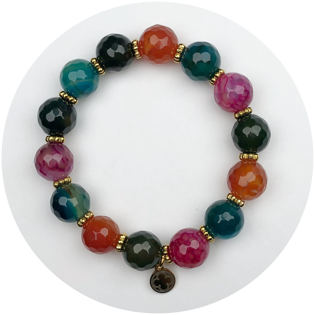 Multicolor Agate with Gold Daisies