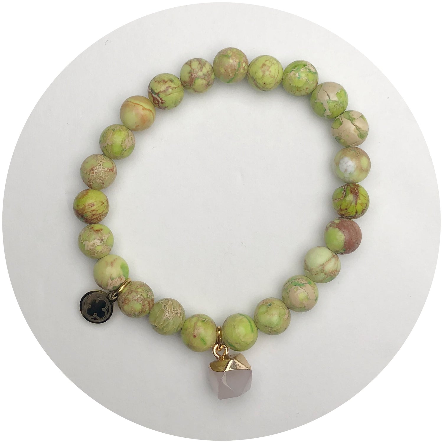 Lime Green Jasper with Rose Quartz Pendant
