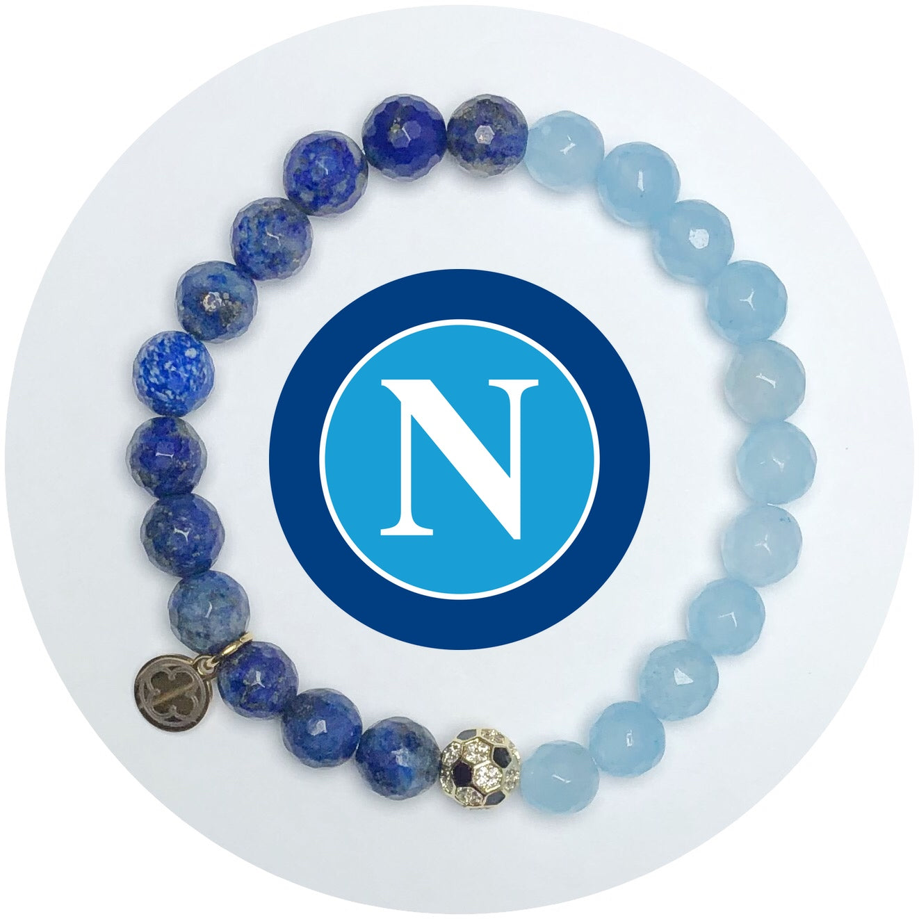 Napoli Mens Aqua Jade and Lapis with Pavé Soccer Ball