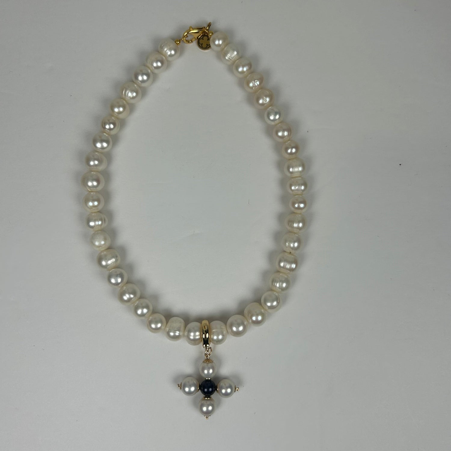 Perla Grande Freshwater Pearl with Freshwater Pearl Maltese Cross Necklace