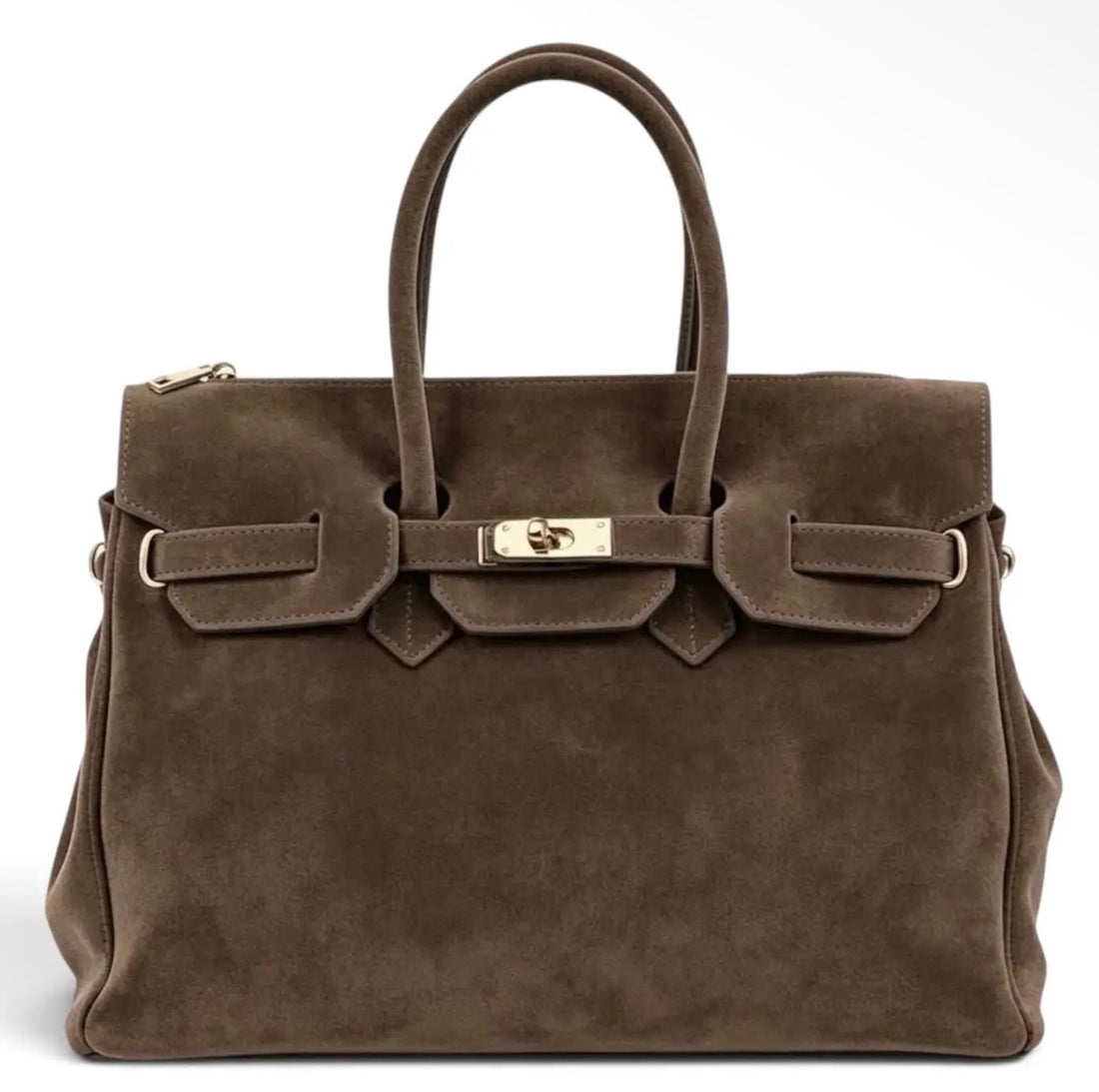 Monica Taupe Natural Suede Handbag