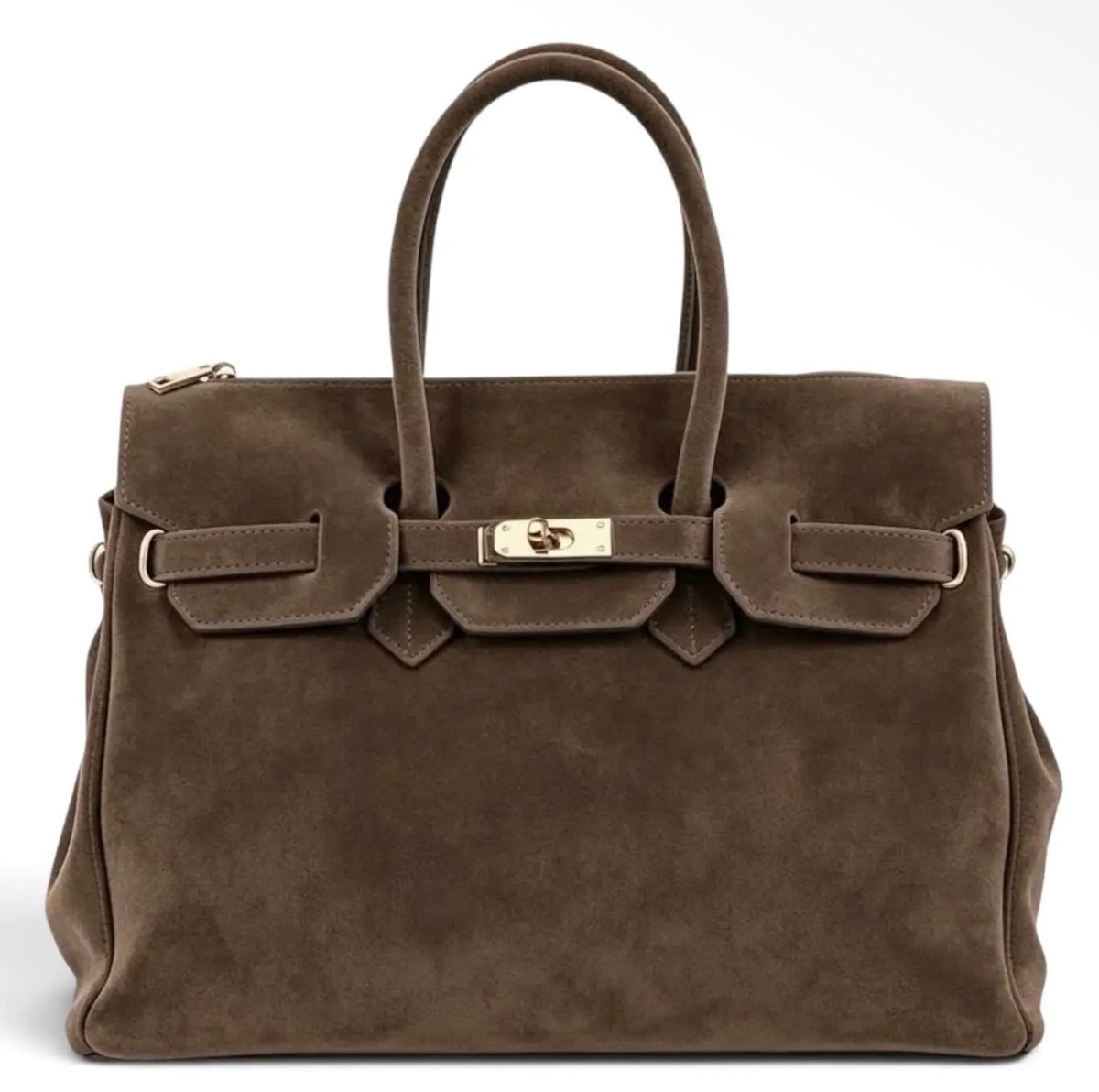 Monica Taupe Natural Suede Handbag