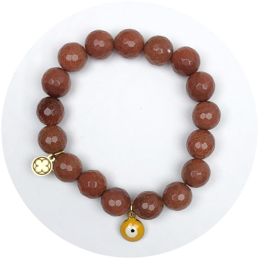 Caramel Topaz Stone with Orange Evil Eye Pendant