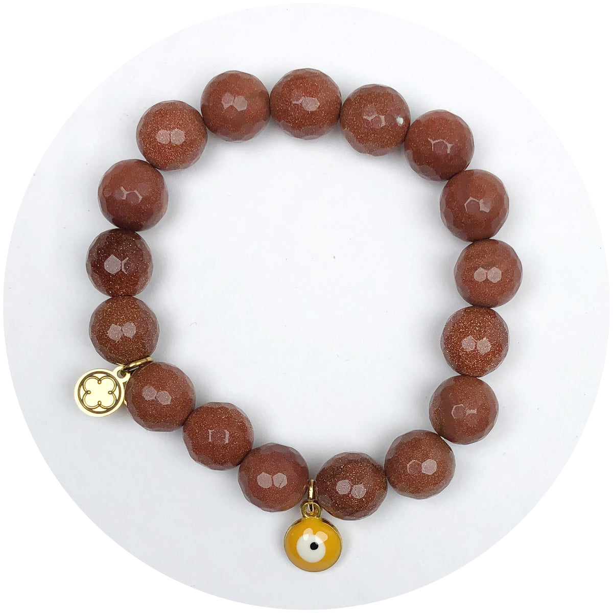 Caramel Topaz Stone with Orange Evil Eye Pendant