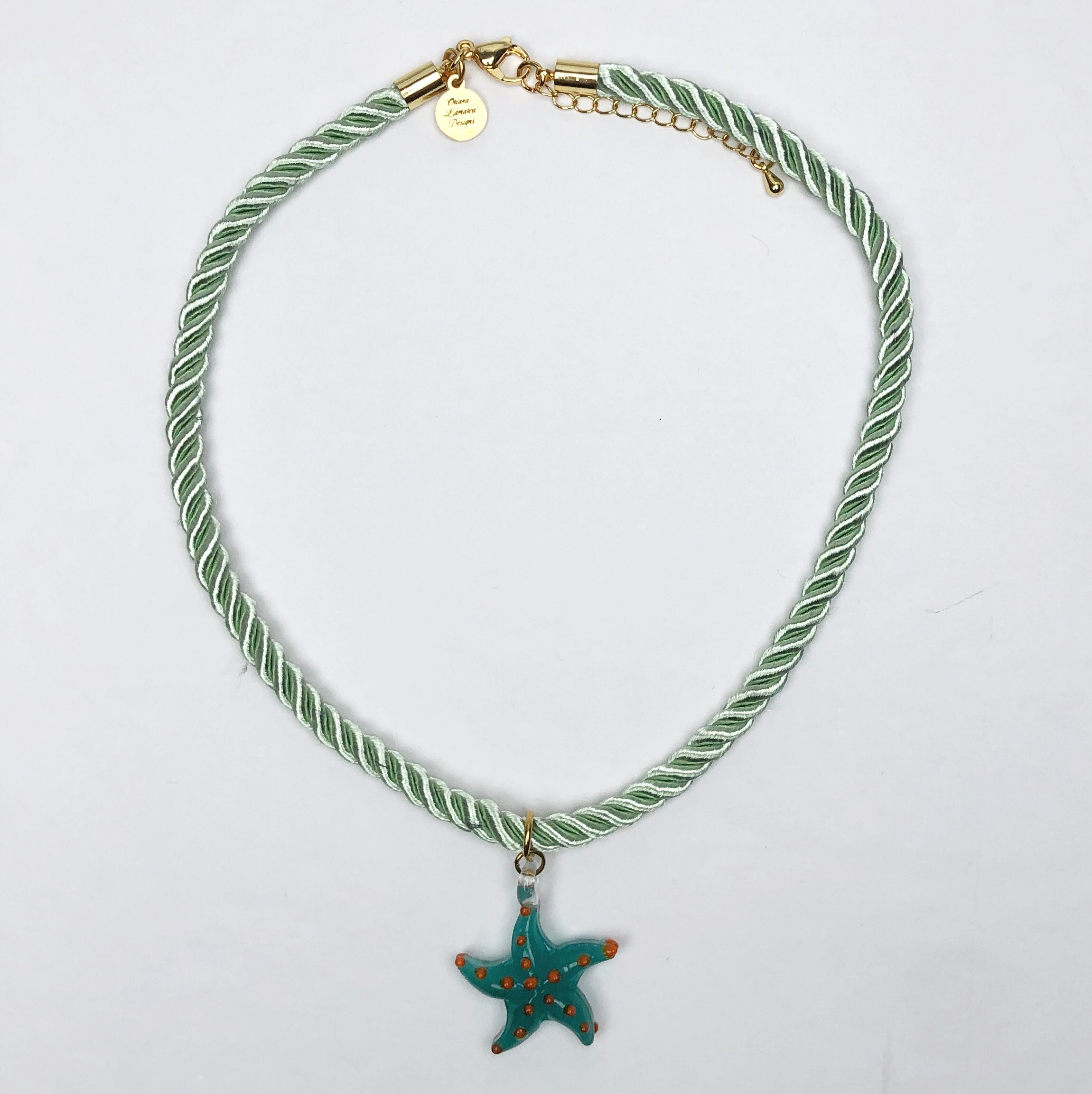 Stellina Mint Green Rope with Green Starfish Necklace