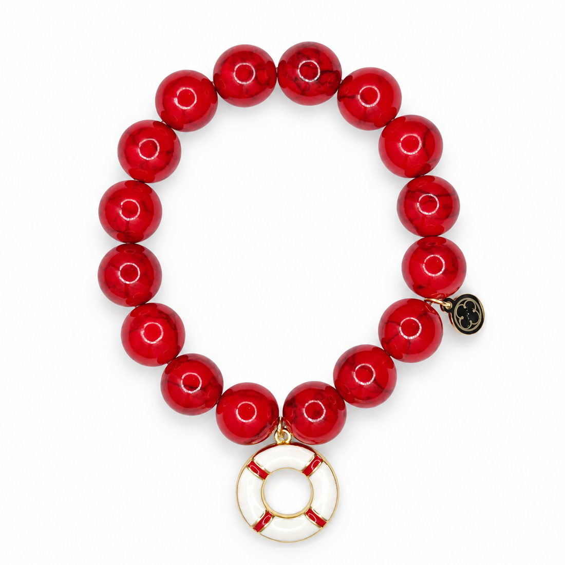 Red Howlite with Lifesaver Pendant on white studio background