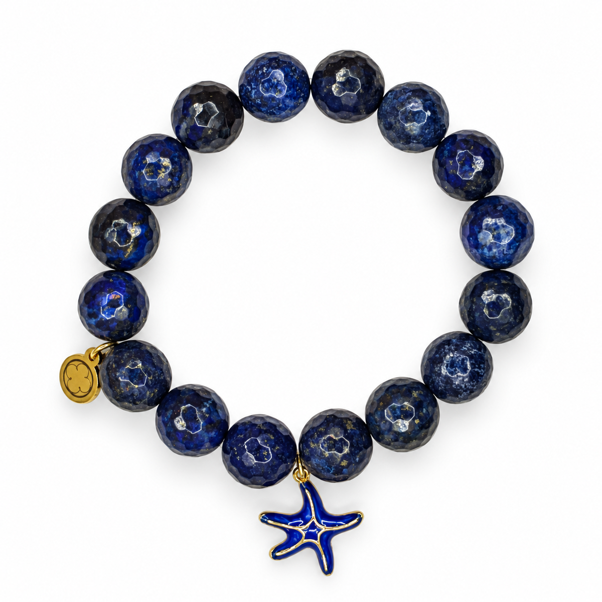 Lapis with Blue Starfish Pendant on white studio background