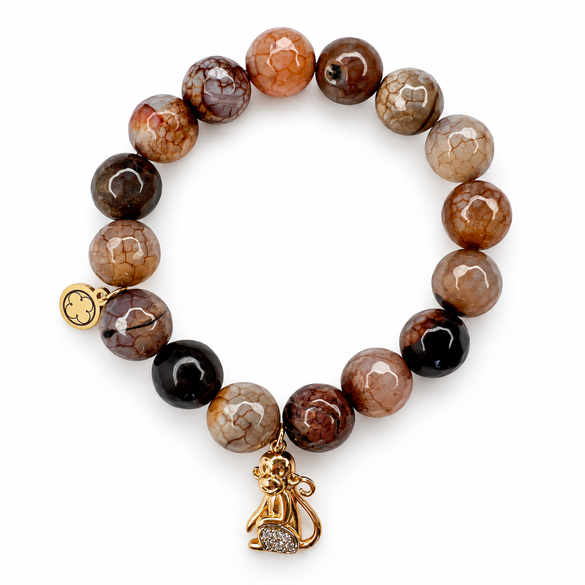 Truffle Agate with Pavé Monkey Pendant on white studio background