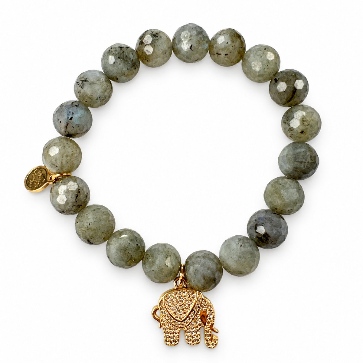 Paloma Pewter with Pavé Elephant Pendant on white studio background