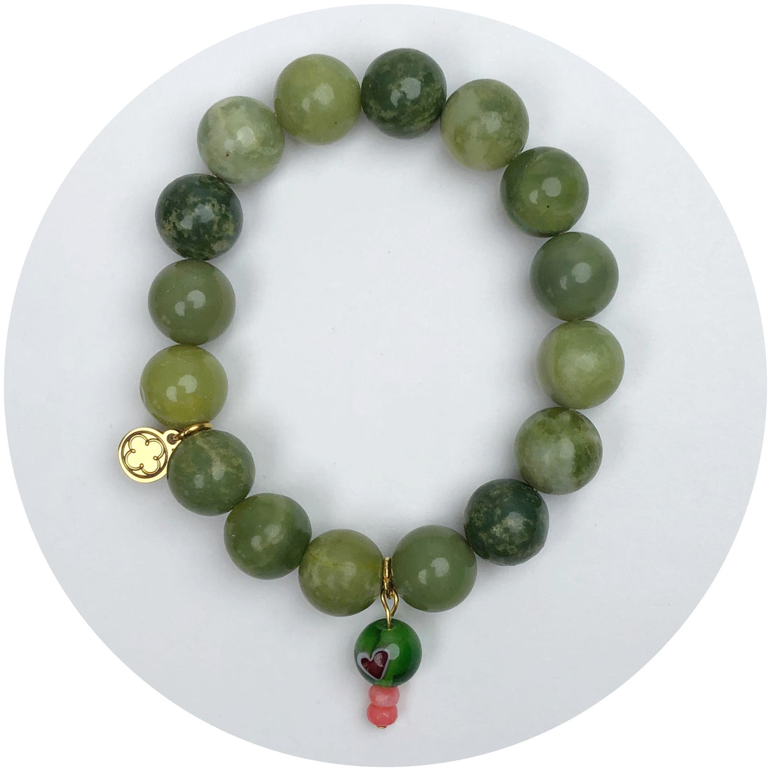 Forest Shadow Jade with Green Heart Pendant - Oriana Lamarca LLC