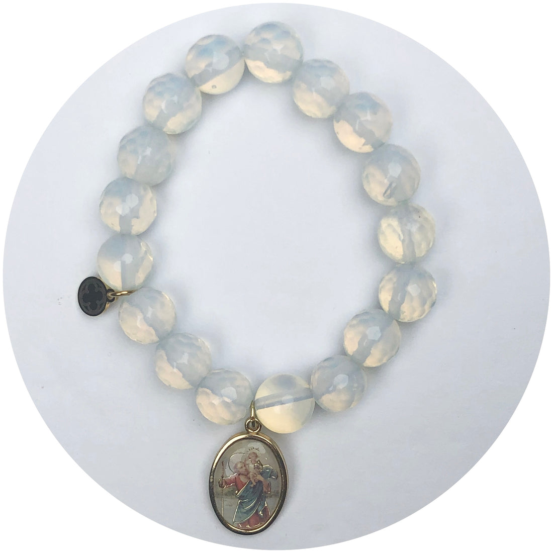 Opalite with St Christopher Pictured Pendant
