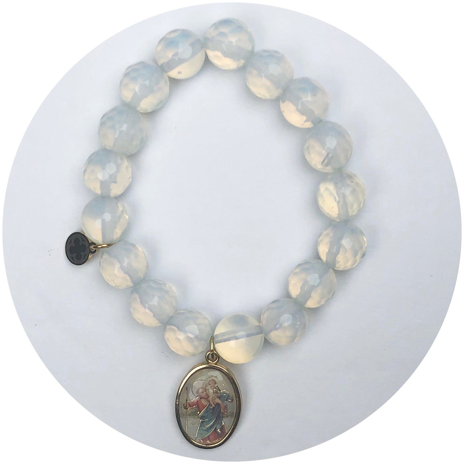Opalite with St Christopher Pictured Pendant