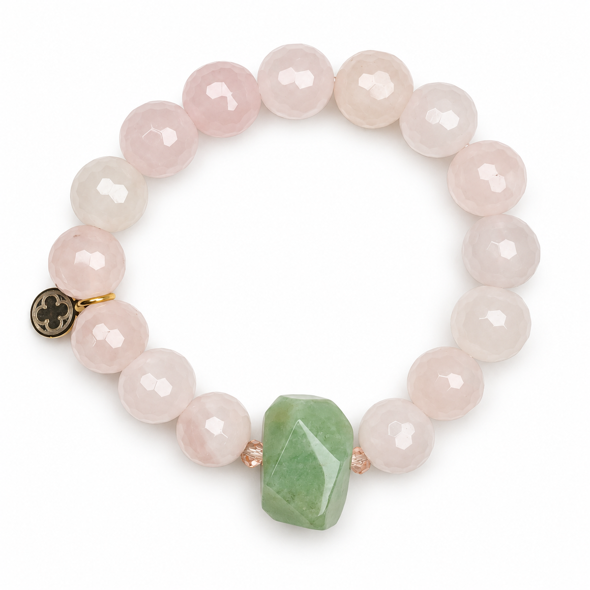 Rose Champagne Jade and Mint Jade Nugget on a white background