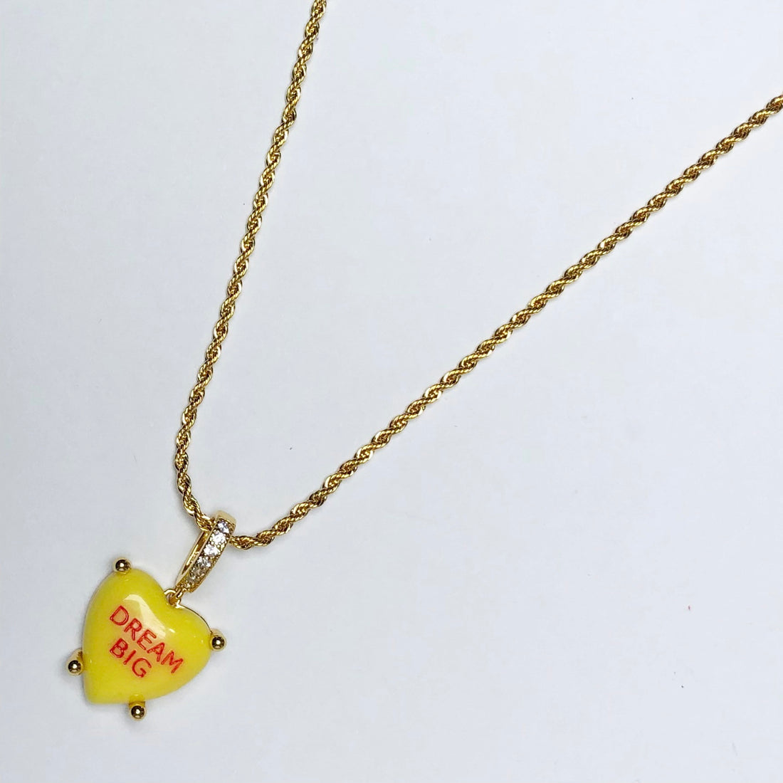 Yellow &quot;Dream Big&quot; Candy Heart Necklace