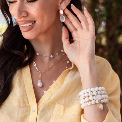 Mosaic Mother of Pearl with Mother of Pearl  Silver Pavé Disc