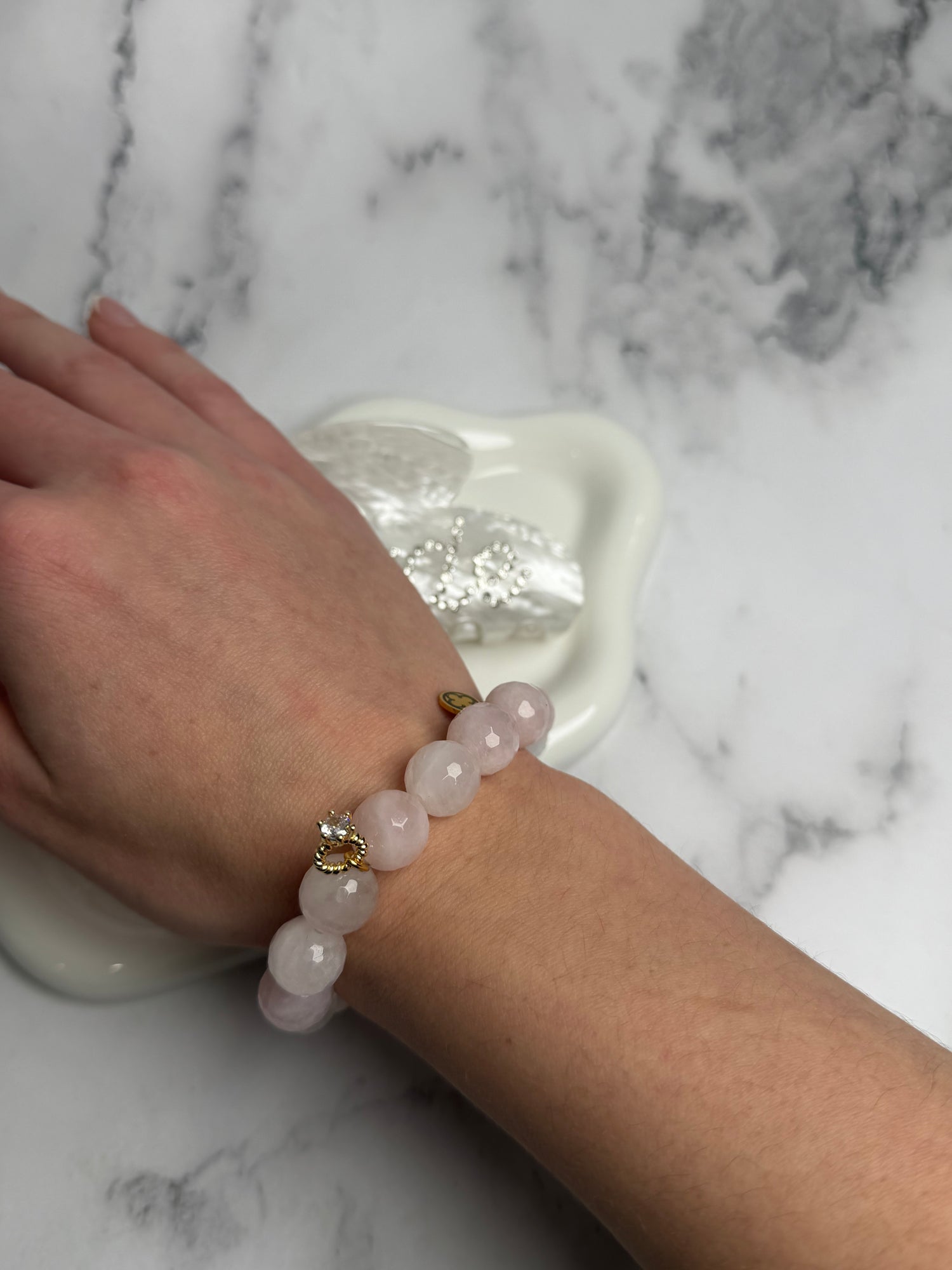 Rose Quartz with Diamond Ring Pendant - Oriana Lamarca LLC