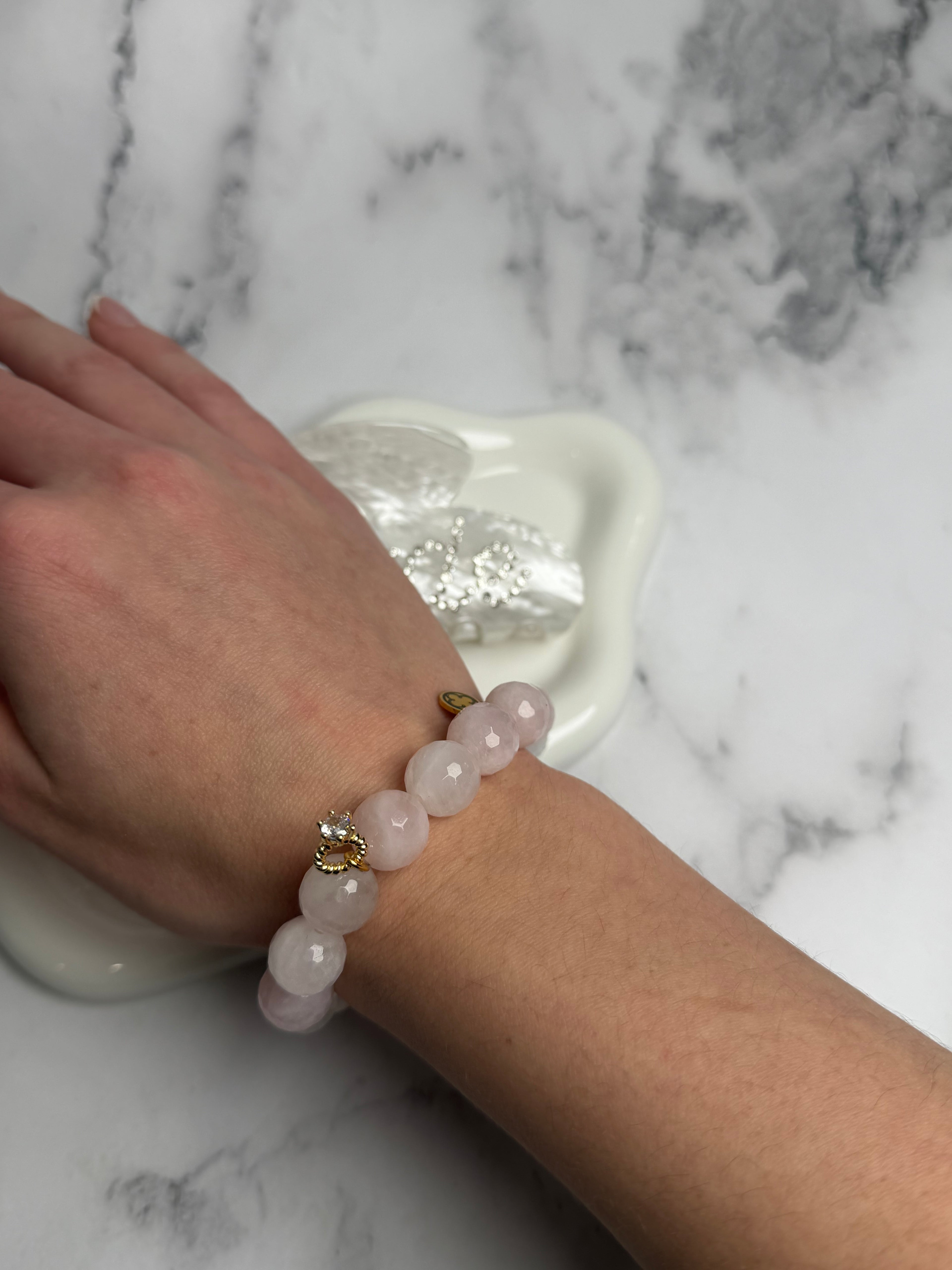 Rose Quartz with Diamond Ring Pendant - Oriana Lamarca LLC