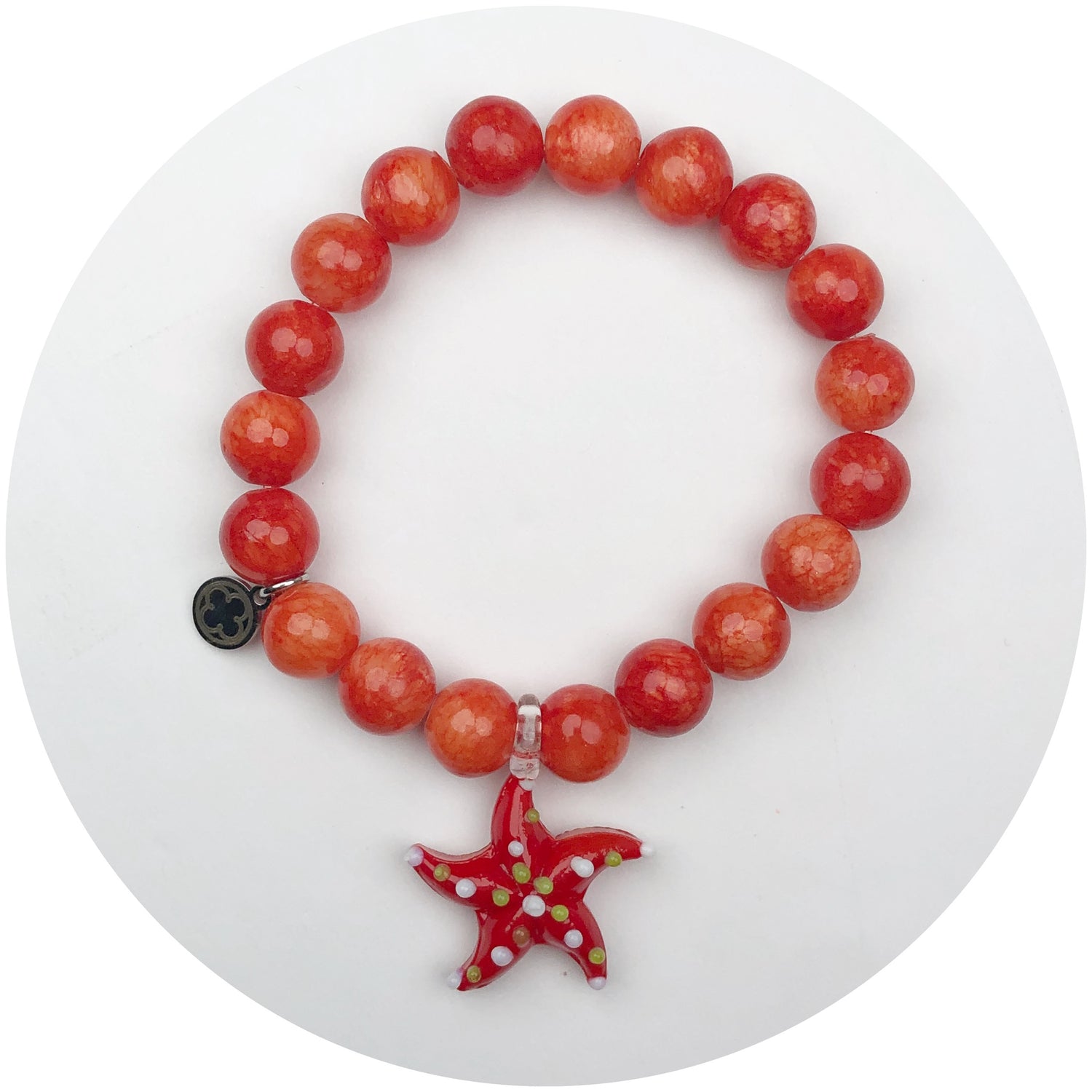 Fire Crimson Stone with Acrylic Red Starfish Pendant