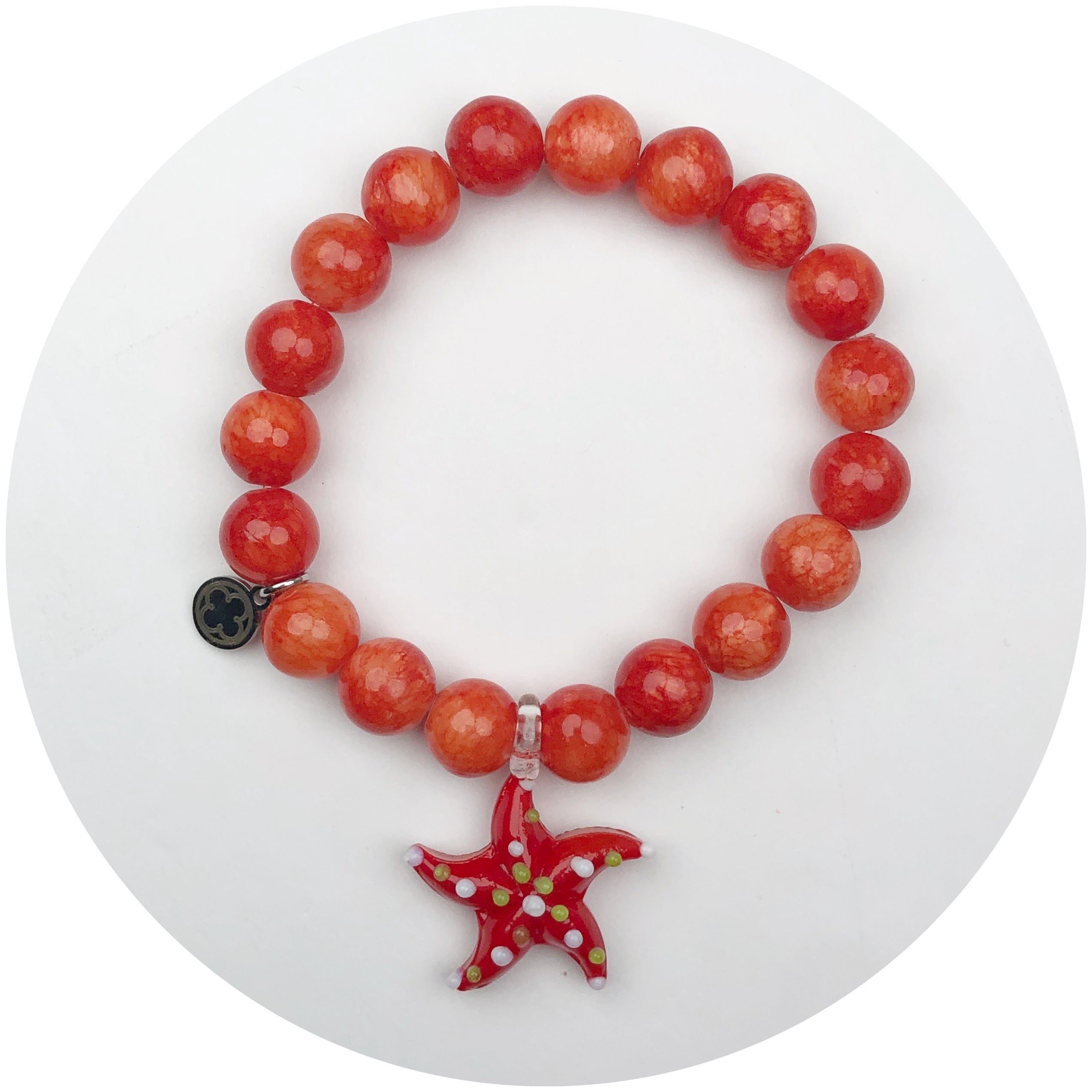 Fire Crimson Stone with Acrylic Red Starfish Pendant