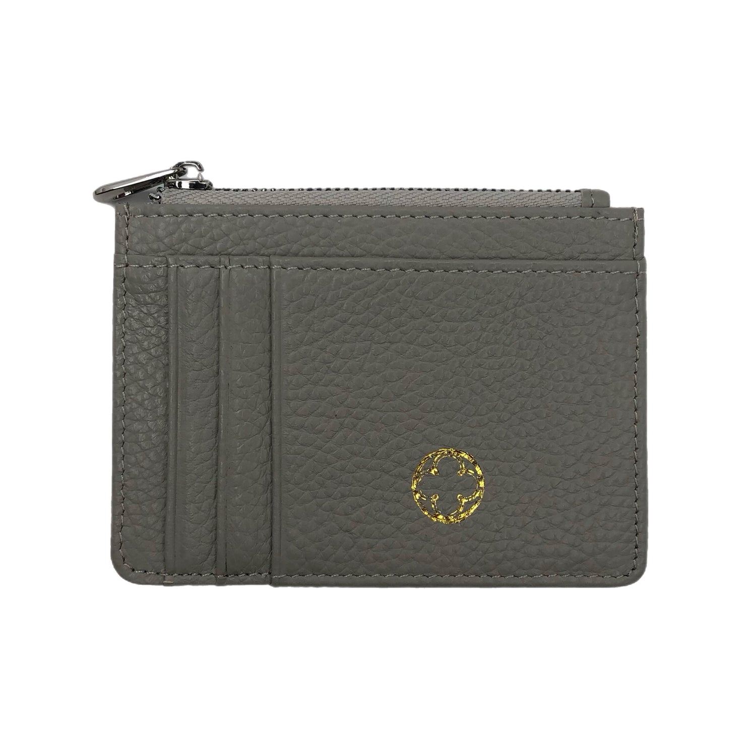 Grey Leather Zip Wallet