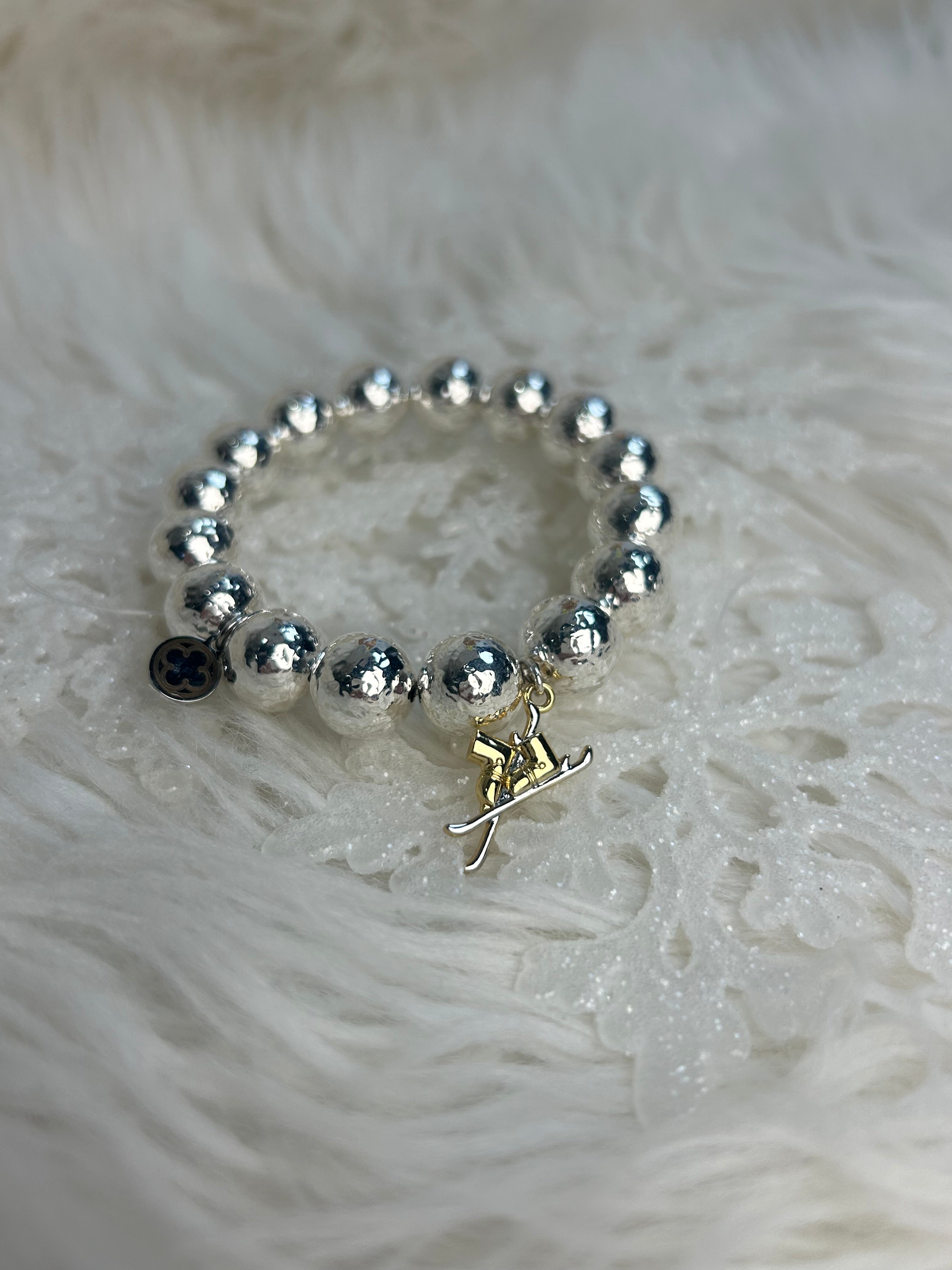 Hammered Sterling Silver with Ski Blades Pendant