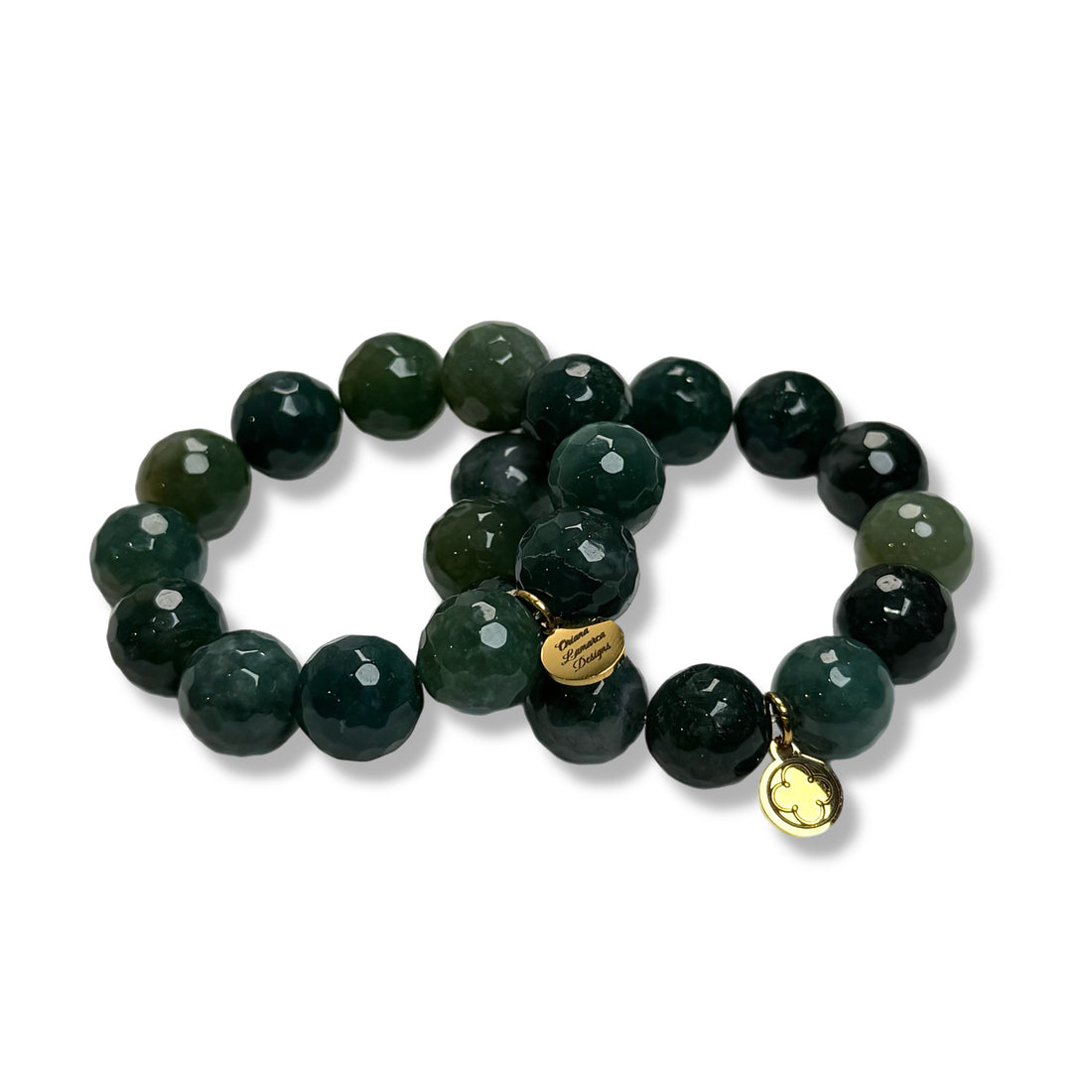 Moss Green Agate Napkin Rings - Set of 4