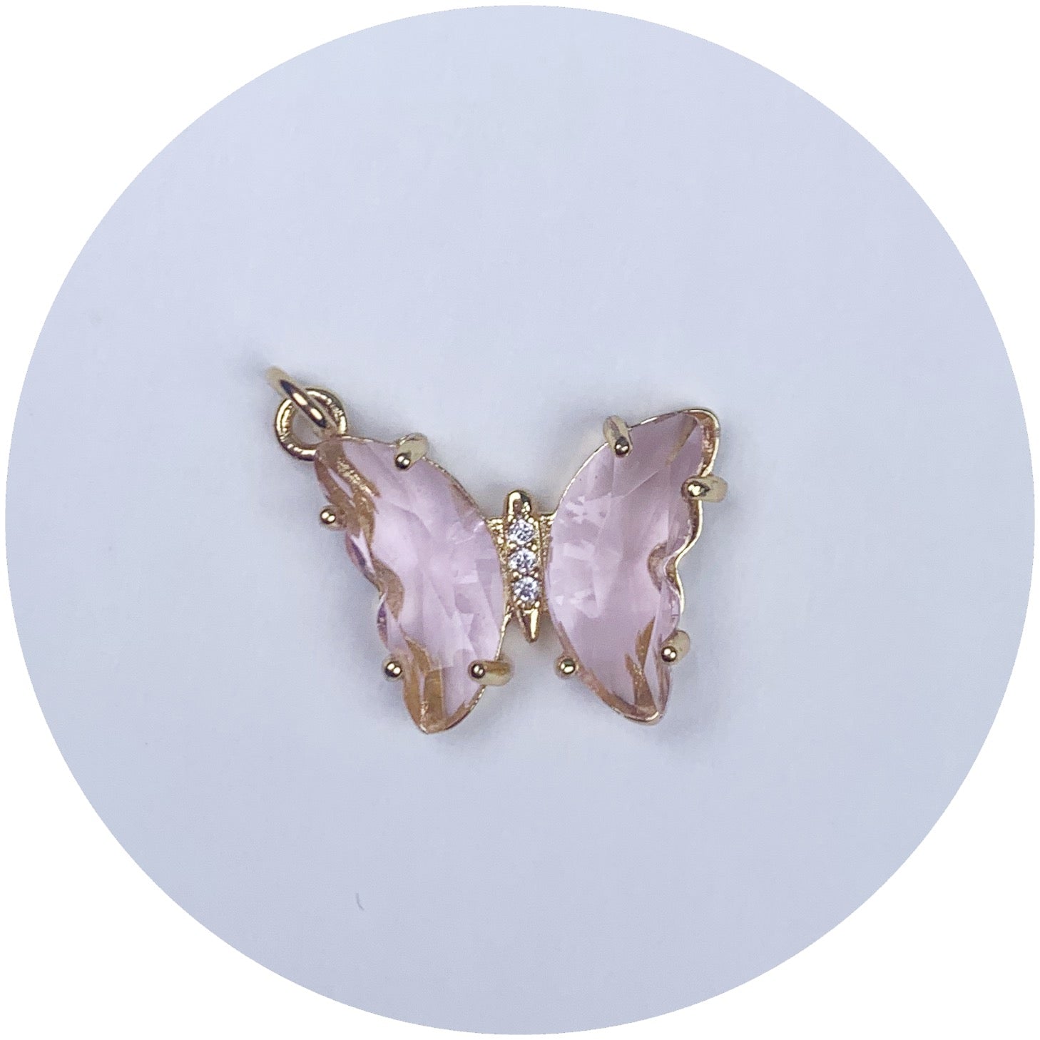 Pink Glass Butterfly Pendant