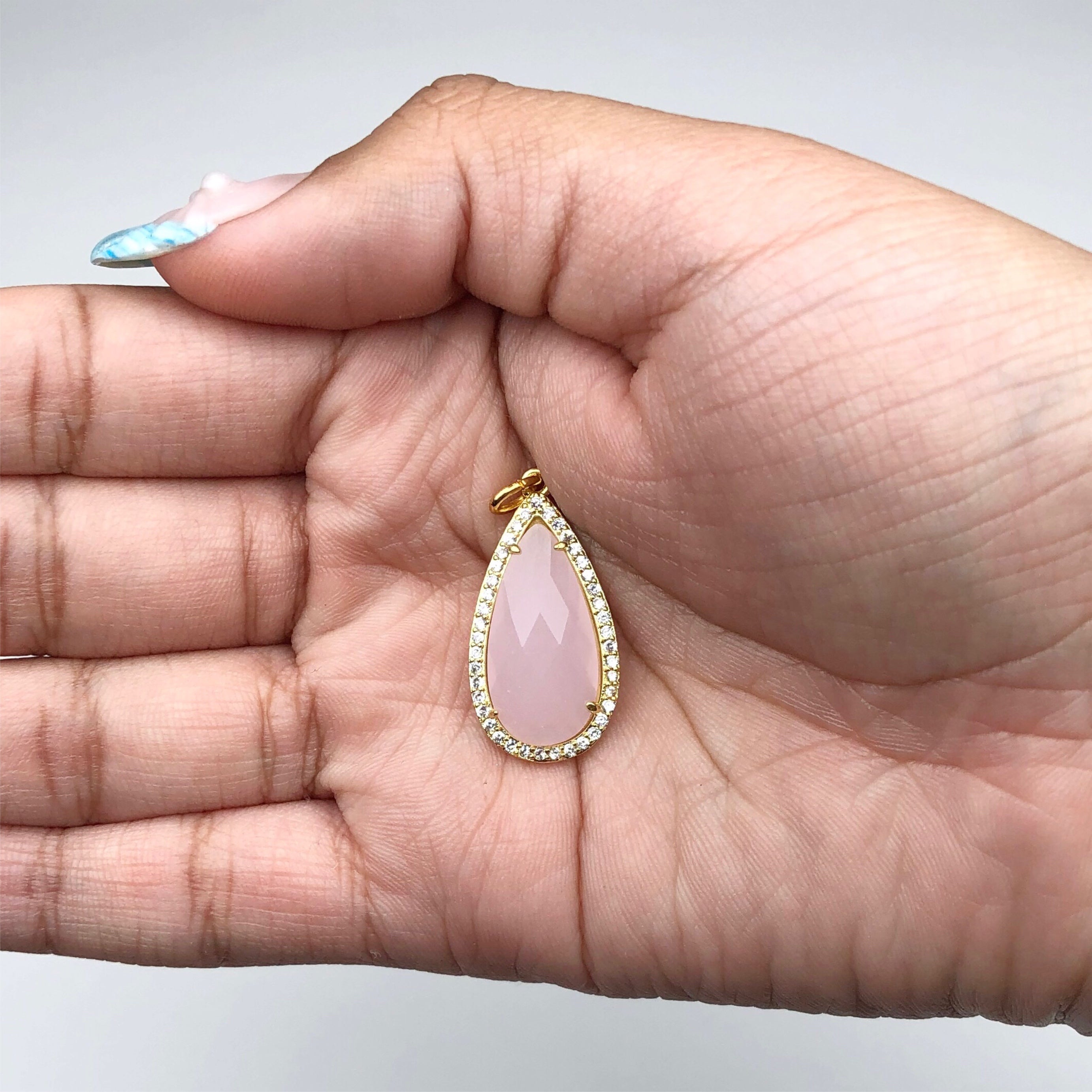 Pavé Pink Crystal Point Pendant