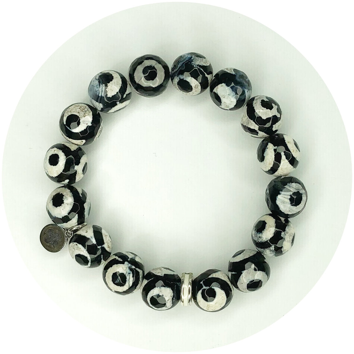 Dark Obsidian Eye with Silver Spacer