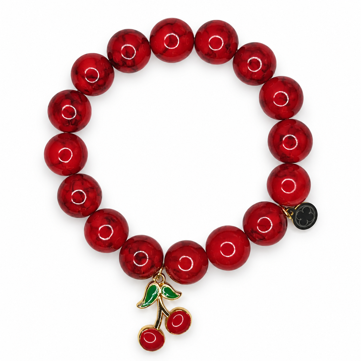 Red Howlite with Cherry Pendant on white studio background