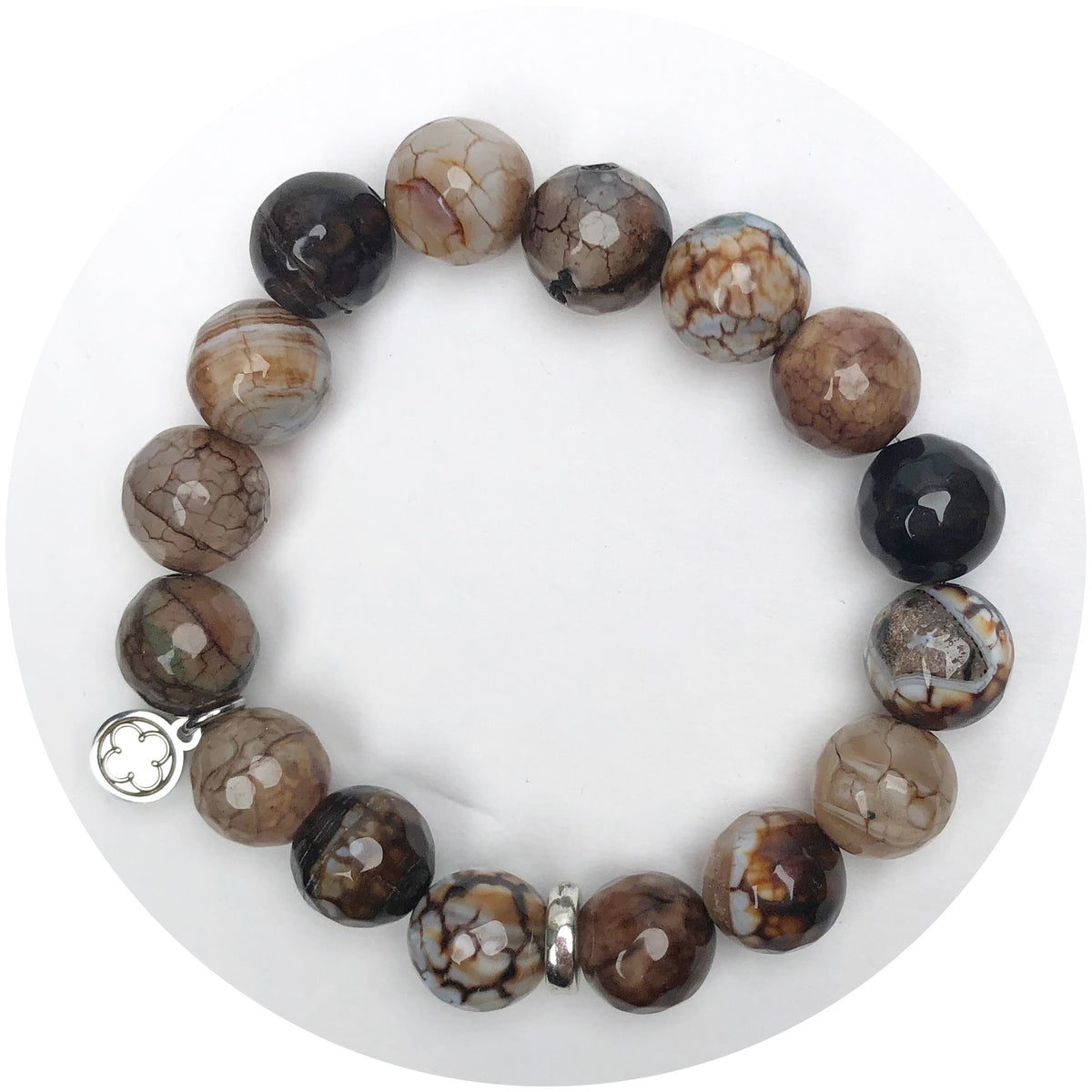 Truffle Mocha Agate with Silver Spacer