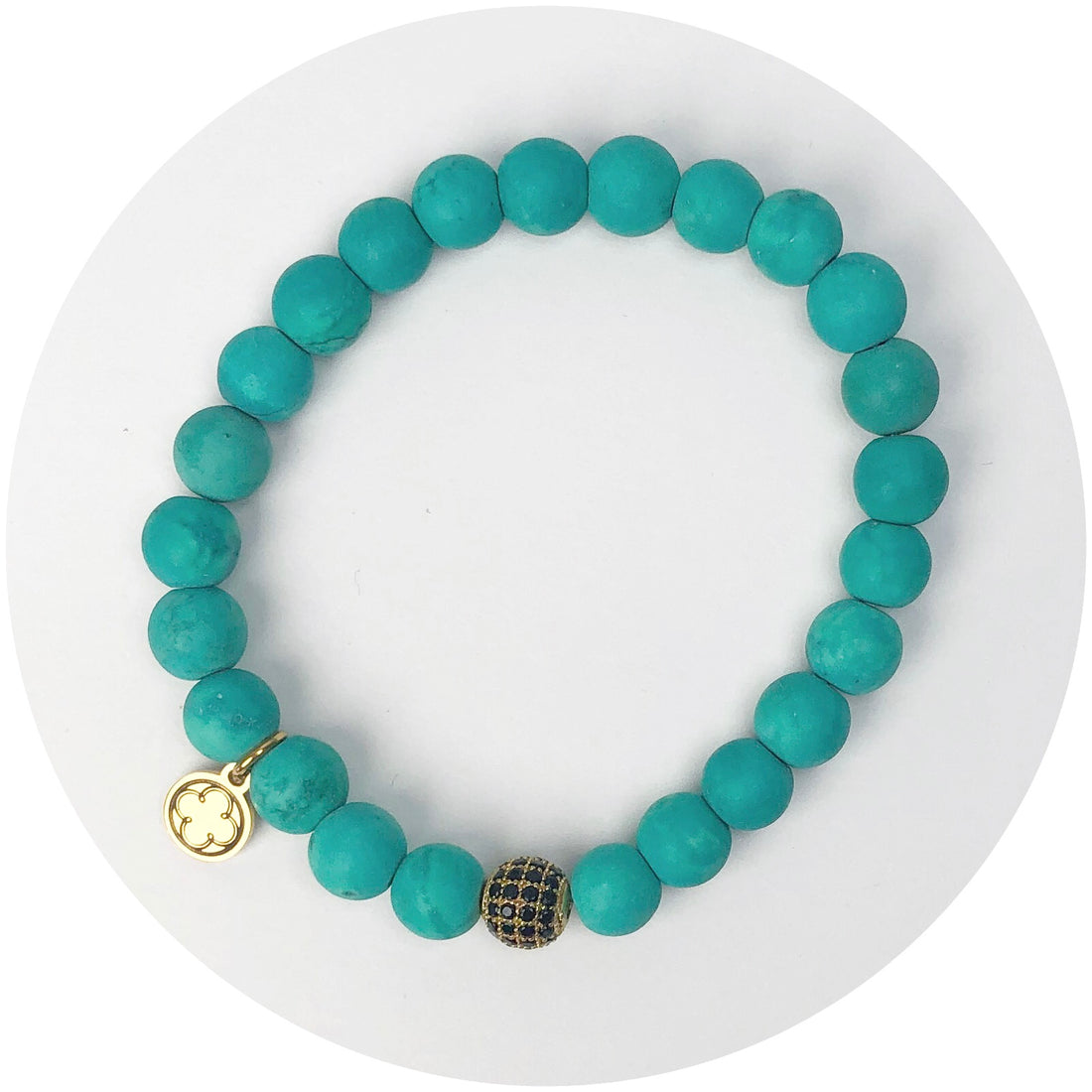 Matte Turquoise Jade with Pavé Black Gold Spacer