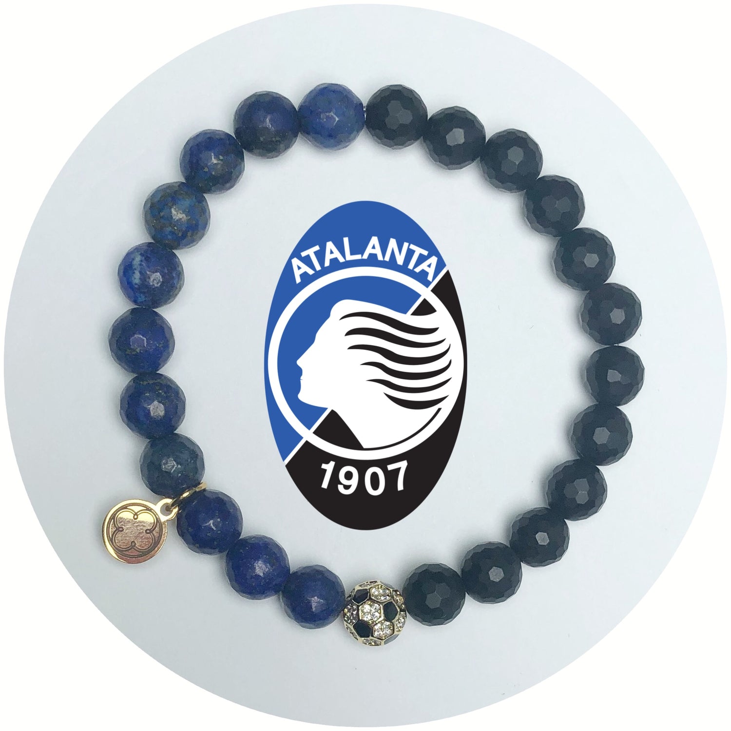 Atalanta Mens Lapis and Matte Black Onyx with Pavé Soccer Ball