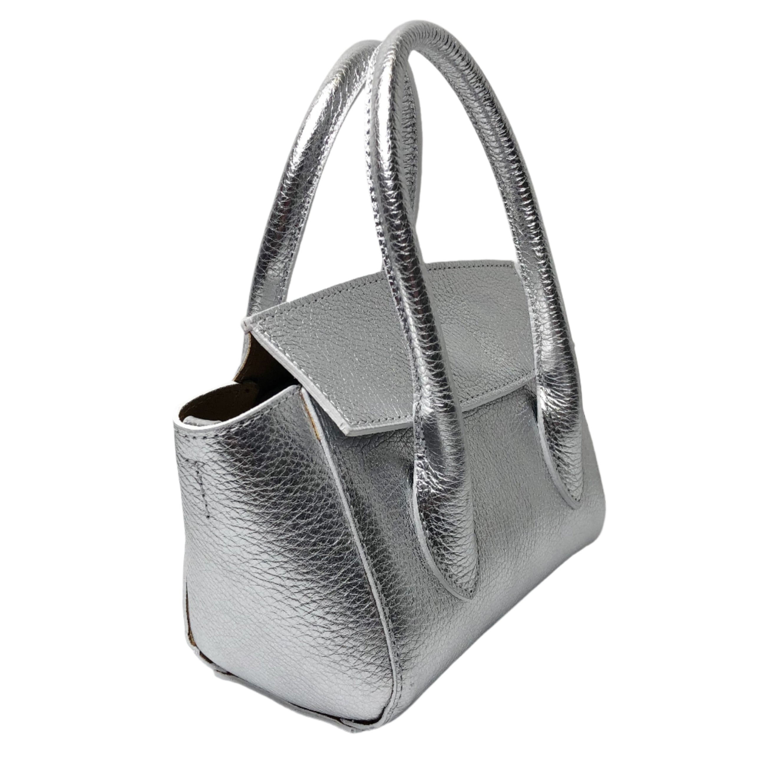 Martina Silver Leather Handbag