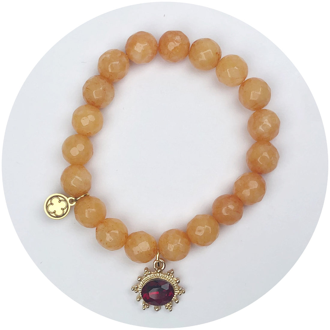 Carrot Jade with Antique Red Gem Pendant - Oriana Lamarca LLC