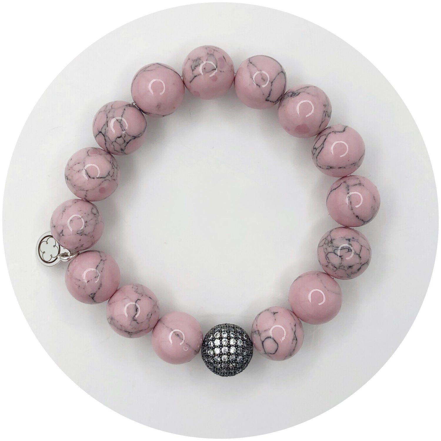 Light Pink Howlite with Micro Pavé Gunmetal