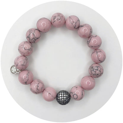 Light Pink Howlite with Micro Pavé Gunmetal